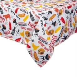 Design Imports Bbq Fun Print Outdoor Tablecloth With Zipper 60X84
