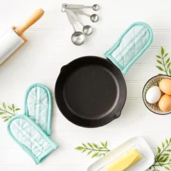 Design Imports Aqua Chef Stripe Pan Handle Set/3