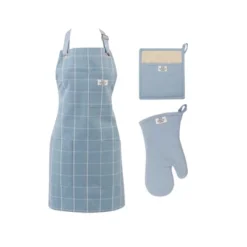 Design Imports Apron, Oven Mitt & Potholder Kitchen Set/3, Dusty Blue -Design Imports GUEST cdf6c8fc 23e1 4347 9b1f f36bf406f871