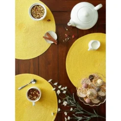 DII Solid Woven Placemat Set 6 Piece, Yellow, 15" Dia -Design Imports GUEST ce40bb35 283d 4ab3 a48f 2384236bd72b