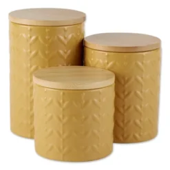 Design Imports Honey Gold Matte Retro Vine Texture Ceramic Canister Set/3 25 Design Imports Honey Gold Matte Retro Vine Texture Ceramic Canister Set/3 -Design Imports GUEST ce4f443f 95b3 48f8 b09e b48a255e76c7