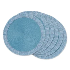 Design Imports Storm Blue Round Fringed Placemat Set/6 -Design Imports GUEST ce78ebac cadb 48a6 bc4a 3a58b4be73e0
