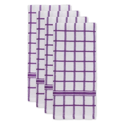 Design Imports Terry Windowpane Dishtowel Set 4 Piece, 16X26", Eggplant 2 Design Imports Terry Windowpane Dishtowel Set 4 Piece, 16X26", Eggplant - Image 2