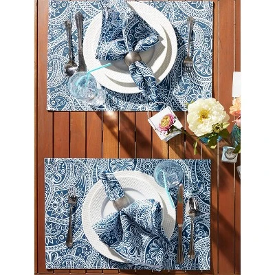Design Imports Blue Paisley Print Outdoor Placemat Set/6 8 Design Imports Blue Paisley Print Outdoor Placemat Set/6 - Image 8