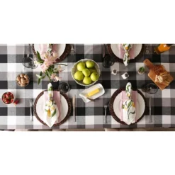 Design Imports Black Tri Color Check Tablecloth 60X84 -Design Imports GUEST cef254db e16a 420a 88aa 7b95e91df168