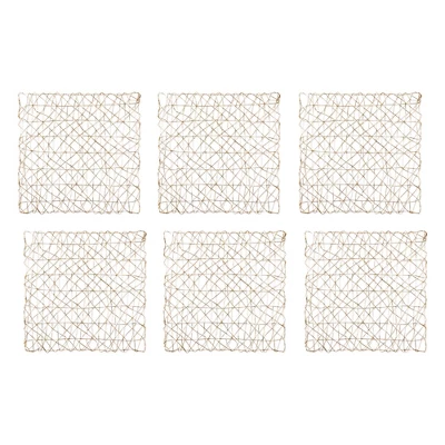 DII Woven Paper Placemat Set 6 Piece, Gold, 16x16" 6 DII Woven Paper Placemat Set 6 Piece, Gold, 16x16" - Image 6