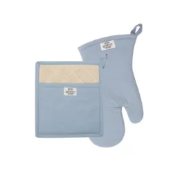 Design Imports Chino Oven Mitt & Potholder Kitchen Set/2, Dusty Blue -Design Imports GUEST cf357571 8ff6 40c6 8fb7 24cf8a5f4e2e