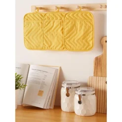 Design Imports Quilted Potholder Set 3 Piece Yellow 7X9"