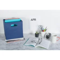 Polyester Cube Solid Nautical Blue Square 11x11x11 -Design Imports GUEST d2319ba2 22de 4c8f 99ea caf39135acd8 1