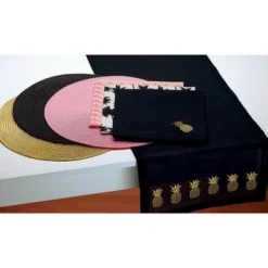 Design Imports Black Indoor/Outdoor Round Placemat Set/6