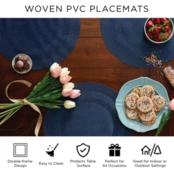 DII PVC Doubleframe Indoor/Outdoor Placemat Set/6, Aqua, 13x17.25" -Design Imports GUEST d2b9e4c4 0101 42cd b5fa ae1980b7873a 4