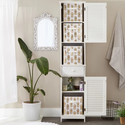 Nonwoven Polyester Cube Pineapple White/Gold Square 11x11x11 Set/4 10 Nonwoven Polyester Cube Pineapple White/Gold Square 11x11x11 Set/4 - Image 10