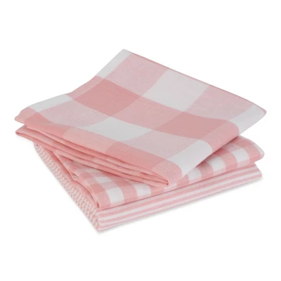 Design Imports Dishtowel Set Gingham/Buffalo Check 3 Piece, 20X30", Pink 3 Design Imports Dishtowel Set Gingham/Buffalo Check 3 Piece, 20X30", Pink - Image 3