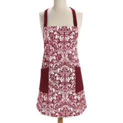 Design Imports Damask 2 Pocket Printed Apron Wine -Design Imports GUEST d39d35d4 39cd 4ac9 bfb8 44ba9291920f