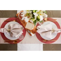 DII Variegated Placemat Set 6 Piece, Red, 15" Dia -Design Imports GUEST d3d4f40a c479 401e a614 a32b6c444690