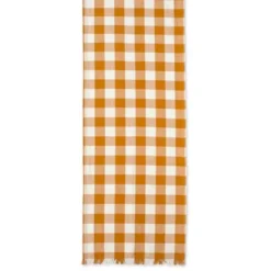 Design Imports Heavyweight Check Fringe Table Runner, Pumpkin Spice, 14X108" -Design Imports GUEST d3e01643 3dff 4ce8 a2c1 4641d8a839c2