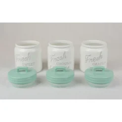 Design Imports Aqua Ceramic Jar Canister Set/3 -Design Imports GUEST d40383d6 efcc 4b45 8c64 3136fd523d47