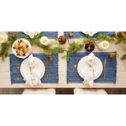 Variegated Nautical Blue Fringe Placemat (Set Of 6) -Design Imports GUEST d42e47bb 3587 445f 9a02 5eecada1929e