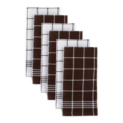 Design Imports Mocha Waffle Weave Dishtowel Set/6 2 Design Imports Mocha Waffle Weave Dishtowel Set/6 - Image 2