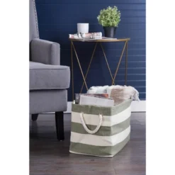 Design Imports Paper Bin Stripe Olive Green Rectangle Large 17X12X12 -Design Imports GUEST d44e6f0e e88c 4eed 9f67 baa34af9944b