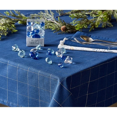 Design Imports Cotton Windowpane Check Tablecloth, Blue Metallic, 60X84" 1 Design Imports Cotton Windowpane Check Tablecloth, Blue Metallic, 60X84"