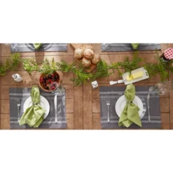 DII French Stripe Placemat Set 6 Piece, Gray Chambray, 13x19" -Design Imports GUEST d4fcb114 550f 4d5f 9975 ee8c2be6499c