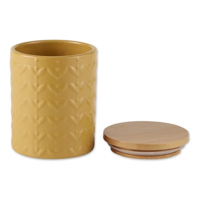Design Imports Honey Gold Matte Retro Vine Texture Ceramic Canister Set/3 4 Design Imports Honey Gold Matte Retro Vine Texture Ceramic Canister Set/3 - Image 4