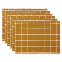 DII Check Placemat Set 6 Piece, Honey Gold Check, 13x19" -Design Imports GUEST d516a4c2 0f49 4494 8b53 99aa16f0da9d