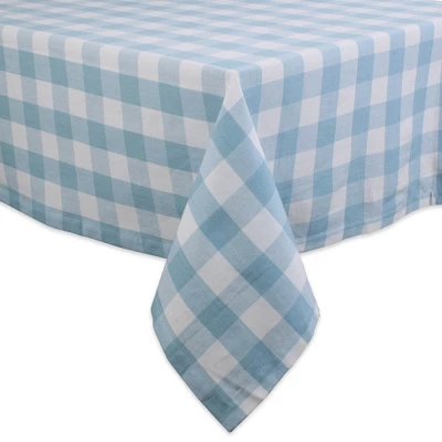Design Imports Buffalo Check Cotton Tablecloth, Light Blue & White, 60X84" 4 Design Imports Buffalo Check Cotton Tablecloth, Light Blue & White, 60X84" - Image 4