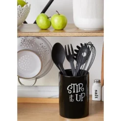 Design Imports Black Stir It Up Ceramic Utensil Holder -Design Imports GUEST d55d47a9 0e4e 4a20 9d35 fcf50de634e1