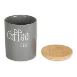 Design Imports Gray Coffee/Sugar/Tea Ceramic Canister Set/3