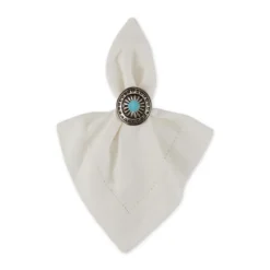 Design Imports Turquoise Sun Napkin Ring Set/4