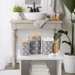 Design Imports Floral Tile Ceramic Canister Set/3 11 Design Imports Floral Tile Ceramic Canister Set/3 -Design Imports GUEST d610b79c 392a 42dd 9b96 72ae5b70ac79