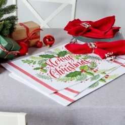 DII Christmas Printed Placemat Set 6 Piece, Christmas Greenery, 13x19" -Design Imports GUEST d656147b c044 4977 a3ac 554aeae1a5f1