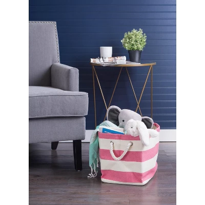 Design Imports Paper Bin Stripe Pink Rectangle Large 17X12X12 3 Design Imports Paper Bin Stripe Pink Rectangle Large 17X12X12 - Image 3