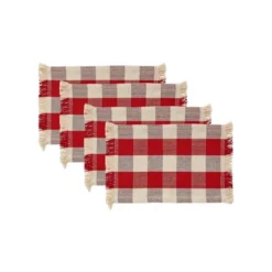 Design Imports Check Fringe Placemat Set/4, Garnet -Design Imports GUEST d66b8b38 ecb9 4d2b b2c2 ad04851263ff