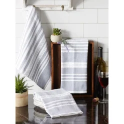 Design Imports French Blue French Terry Variegated Stripe Dishtowel Set/3 -Design Imports GUEST d6b041f6 50b9 4d3d 8a04 fc75d36bf7be