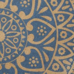 DII Block Print Jute Placemat Set 6 Piece, French Blue Block Print, 15" Dia