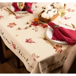 Design Imports 59 Design Imports Rustic Autumn Leaves Tablecloth, 60X84"