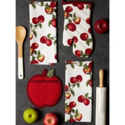 Design Imports Oven Mitt, Potholder And Dishtowel Kitchen Set 4 Piece, Apple Orchard -Design Imports GUEST d747490c 46d0 4902 84ca 547ca3679f72