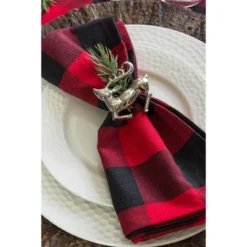 Design Imports Tango Red/Black Buffalo Check Napkin Set/6