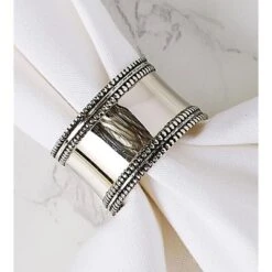 Design Imports Antique Band Napkin Ring Set/4, Silver -Design Imports GUEST d7f6f8e0 016e 4f6d 8a33 cb1942f27d50