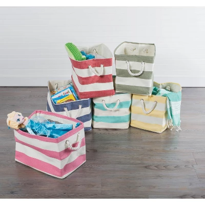 Design Imports Paper Bin Stripe Pink Rectangle Large 17X12X12 2 Design Imports Paper Bin Stripe Pink Rectangle Large 17X12X12 - Image 2