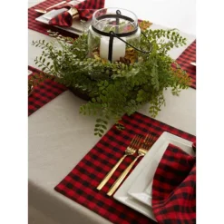 DII Buffalo Check Placemat Set 4 Piece, Red/Black, 13x19" -Design Imports GUEST d8216125 8849 4bae 91e4 44aea69aa449