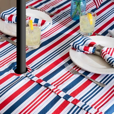 Design Imports Patriotic Stripe Outdoor Tablecloth With Zipper 60X120 7 Design Imports Patriotic Stripe Outdoor Tablecloth With Zipper 60X120 - Image 7