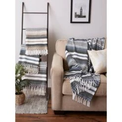 50"x60" Farmhouse Striped Throw Blanket Blue - Design Imports: Cozy Cotton, Machine Washable 10 50"x60" Farmhouse Striped Throw Blanket Blue - Design Imports: Cozy Cotton, Machine Washable -Design Imports GUEST d896a205 c78a 401d bf0a 6e4d24c79413