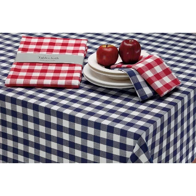 Design Imports Buffalo Check Cotton Tablecloth, Navy & White Check, 60X84" 2 Design Imports Buffalo Check Cotton Tablecloth, Navy & White Check, 60X84" - Image 2