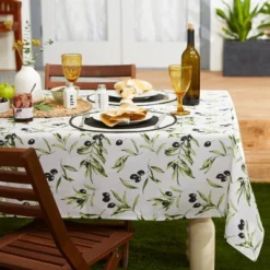 Design Imports Olives Print Outdoor Tablecloth With Zipper 60X120 -Design Imports GUEST d9279847 47d4 481a 8bc8 e41590577d32