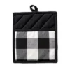 2pk Cotton Buffalo Check Potholder Set Black - Design Imports: Classic Kitchen Hot Pads & Oven Mitts, Machine Washable