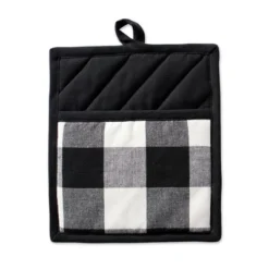 2pk Cotton Buffalo Check Potholder Set Black - Design Imports: Classic Kitchen Hot Pads & Oven Mitts, Machine Washable